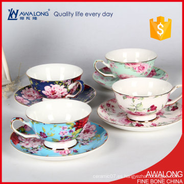 Tazas de té hermosas de la cafetería / tazas de té florales modernas / tazas de café elegantes de la alta calidad de China